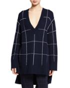 V-neck Windowpane High-low