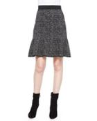 Flirt-hem Tweed Skirt, Charcoal