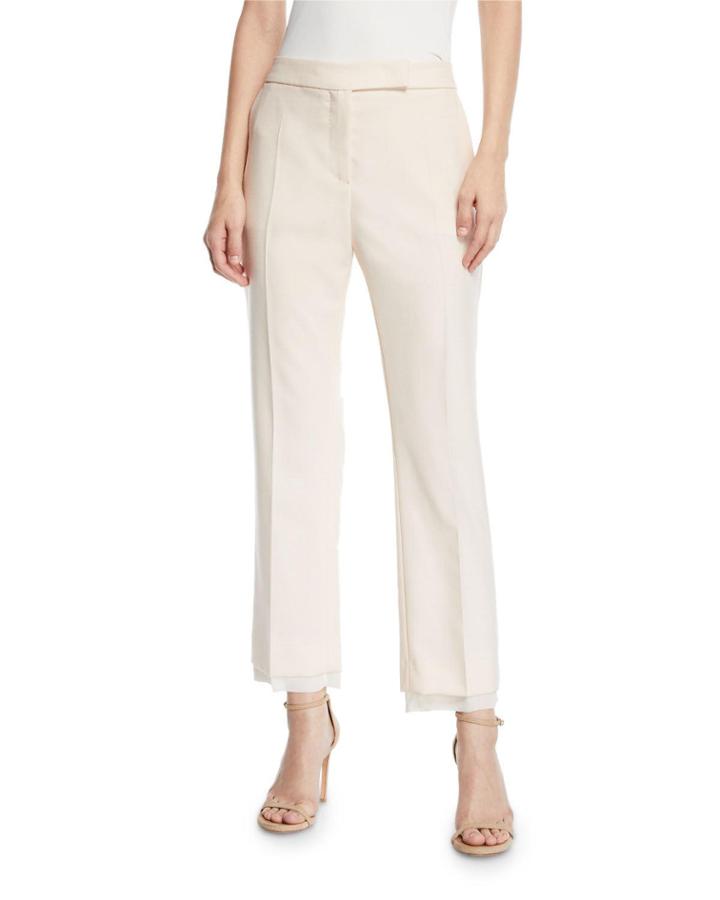 Tartufo Straight-leg Georgette-trim Ankle Pants