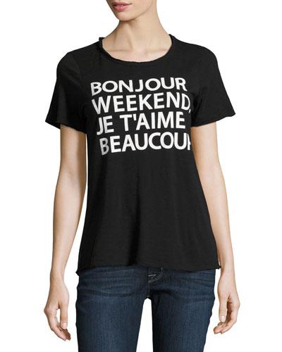 Bonjour Weekend Jersey Tee, Black