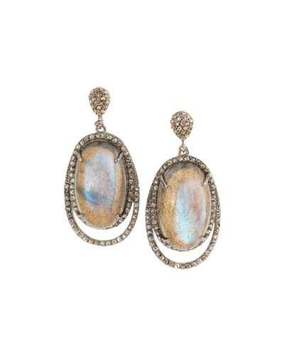 Labradorite & Mixed Diamond Double-drop Earrings