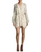 Romani Floral-print Silk Ruffle Dress