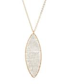 Long Beaded Marquise Pendant Necklace, Gray