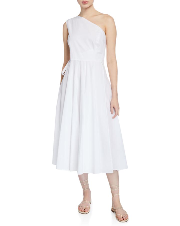 One-shoulder Midi Tie-waist Dress