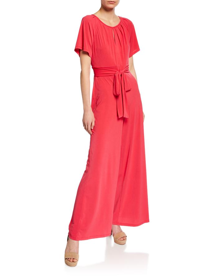 Short-sleeve Jersey Jumpsuit With