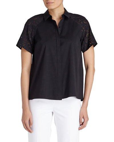 Ingrid Perforated-sleeve Blouse