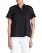 Ingrid Perforated-sleeve Blouse