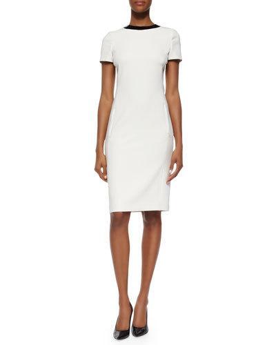 Patent-round-collar Ponte Dress