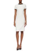 Patent-round-collar Ponte Dress