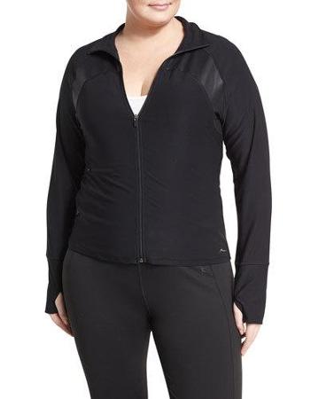 Contrast-inset Raglan Zip Jacket, Black,