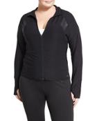 Contrast-inset Raglan Zip Jacket, Black,