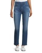 Pearl-embellished Crop Straight-leg Jeans, Garden City