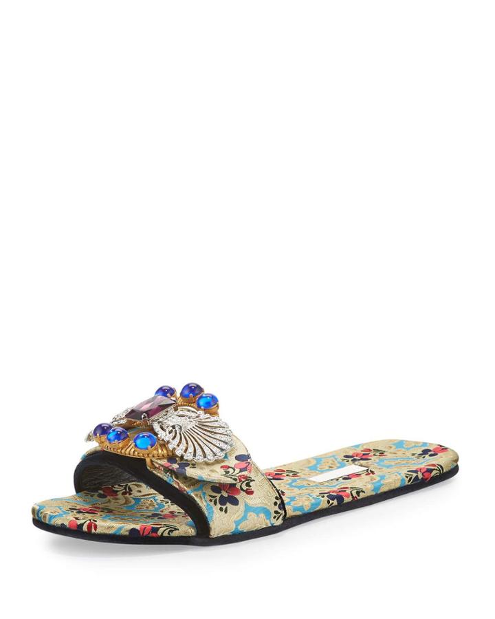 Mogador Anemone Slide Sandal, Turchese