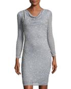 Bead-embellished Long-sleeve Sheath Dress,