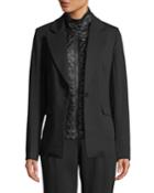 Button-front Blazer With Quilted Insert