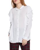 Ruffle Button-down Long-sleeve
