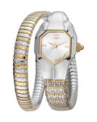 22mm Glam Snake Watch With Coil Bracelet, Gold/silver