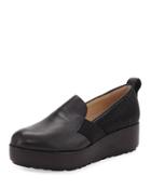 Alana Corded Leather Flat, Onyx
