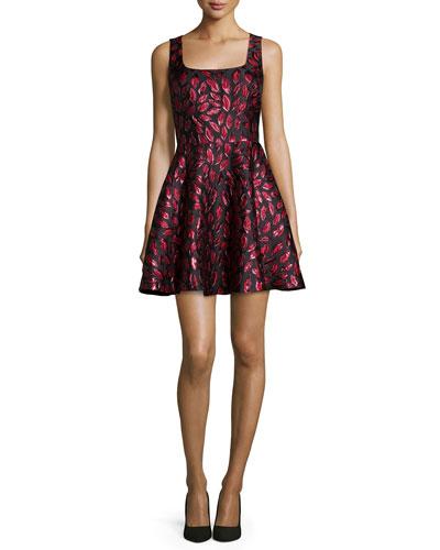 Sleeveless Minnie Midnight Kiss A-line Dress, Oxblood/black