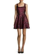 Sleeveless Minnie Midnight Kiss A-line Dress, Oxblood/black