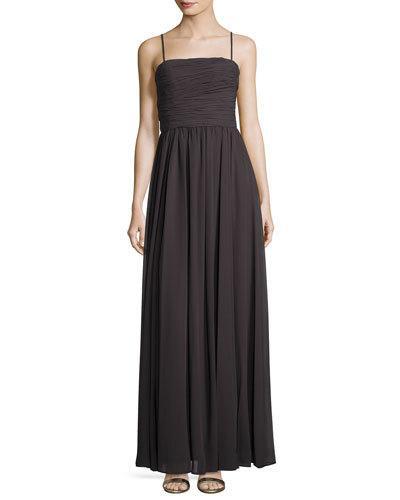 Pleated A-line Chiffon Gown,