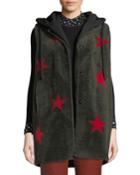 Zoey Stars Lamb Shearling Fur Vest With Removable Hoodie