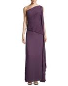 Ruched Georgette Gown, Plum