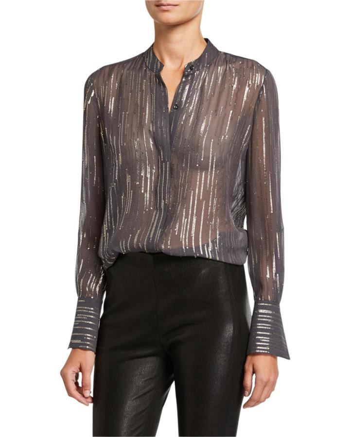 Jecinthe Metallic Embellished Button-down