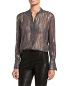 Jecinthe Metallic Embellished Button-down