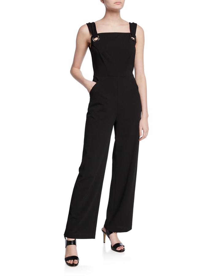 Hardware Square-neck Wide-leg Jumpsuit