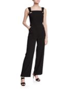 Hardware Square-neck Wide-leg Jumpsuit