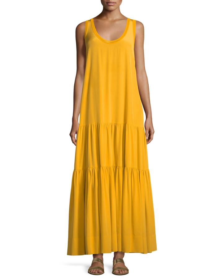 Hazel Scoop-neck Sleeveless Silk Tank Dress