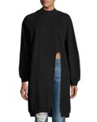 Mock-neck Sweatshirt Tunic, Black