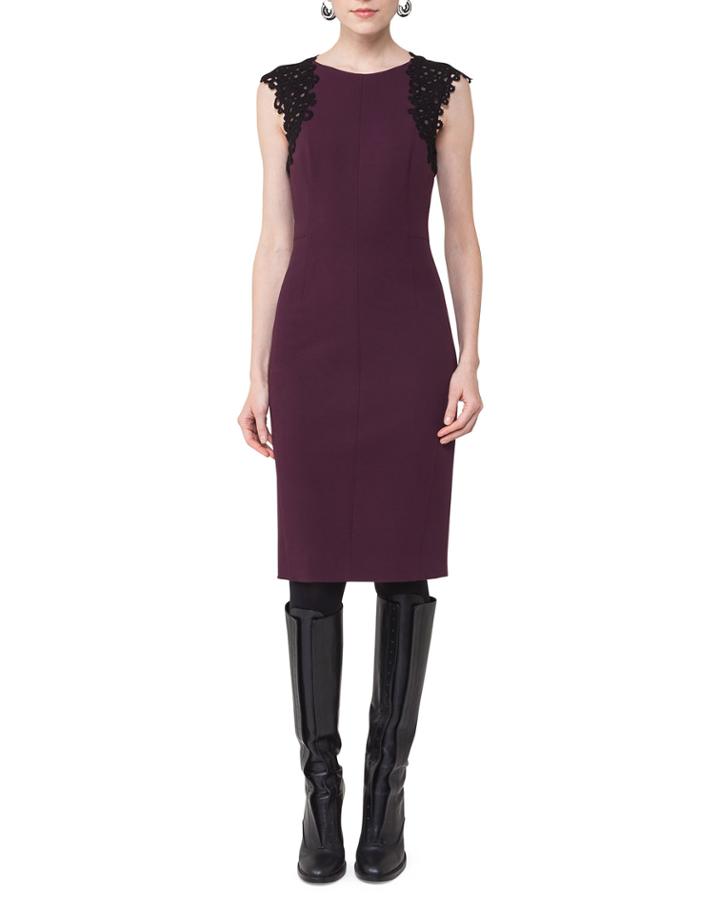 Lace-trim Cap-sleeve Dress