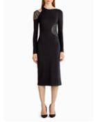 Lace-inset Cutout Sheath Dress, Black