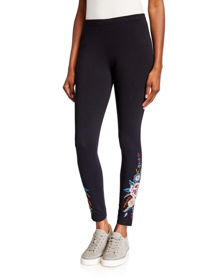 Darielle Leggings With Floral Embroidery