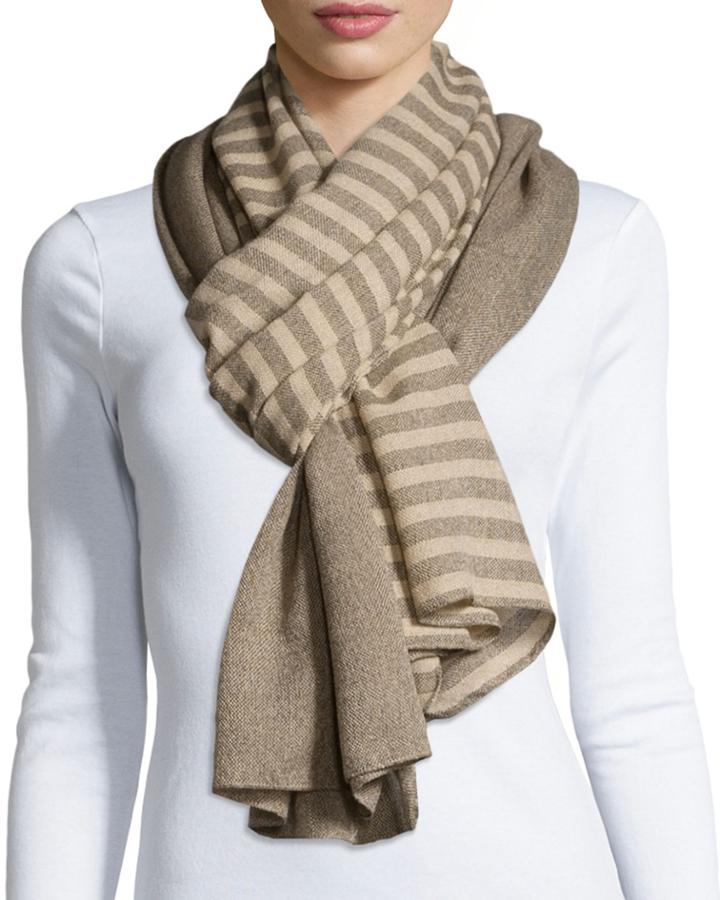 Buji Baja Lightweight Striped Scarf, Oat (brown), Women's