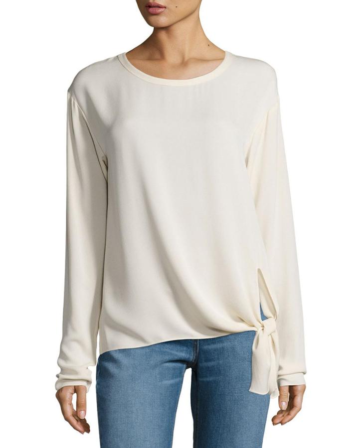 Serah Classic Georgette Tie-side Top, White