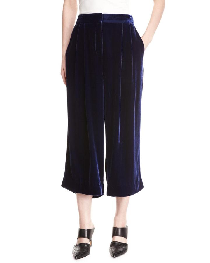 Silky Velvet Mid-rise Culotte Pants