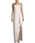 Structured Stretch Crepe Column Gown, Primrose Pink