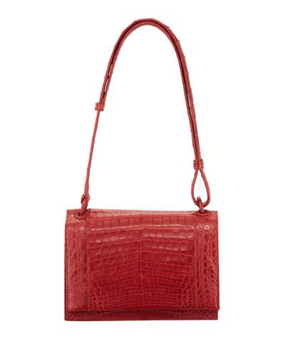 Small Crocodile Shoulder Bag, Red