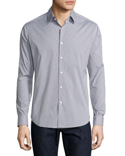 Sylvain Dillene Slim-fit Box-check Sport Shirt, White/blue