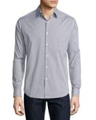Sylvain Dillene Slim-fit Box-check Sport Shirt, White/blue