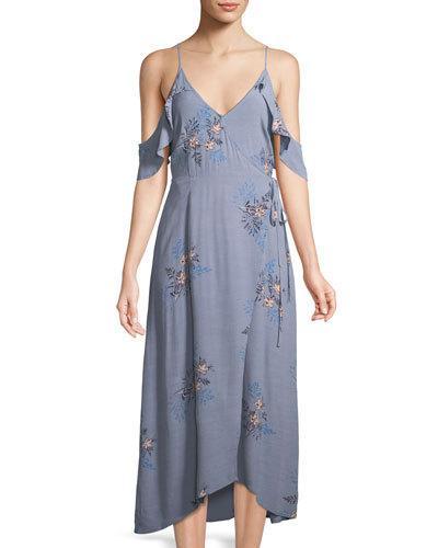 Gwyn Cold-shoulder Floral Wrap Dress