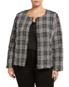 Plus Size Placed Plaid Boucle Jacket