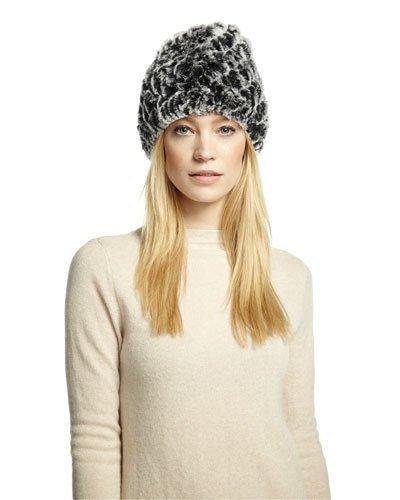 Knitted Rabbit-fur Hat, Black