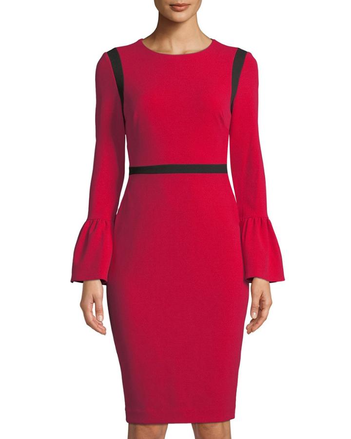 Bell-sleeve Contrast-trim