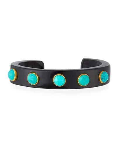 Mbegu Dark Horn & Turquoise Cuff