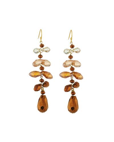Cascading Crystal Dangle Earrings, Copper