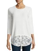 Lace-trim Waffle-knit